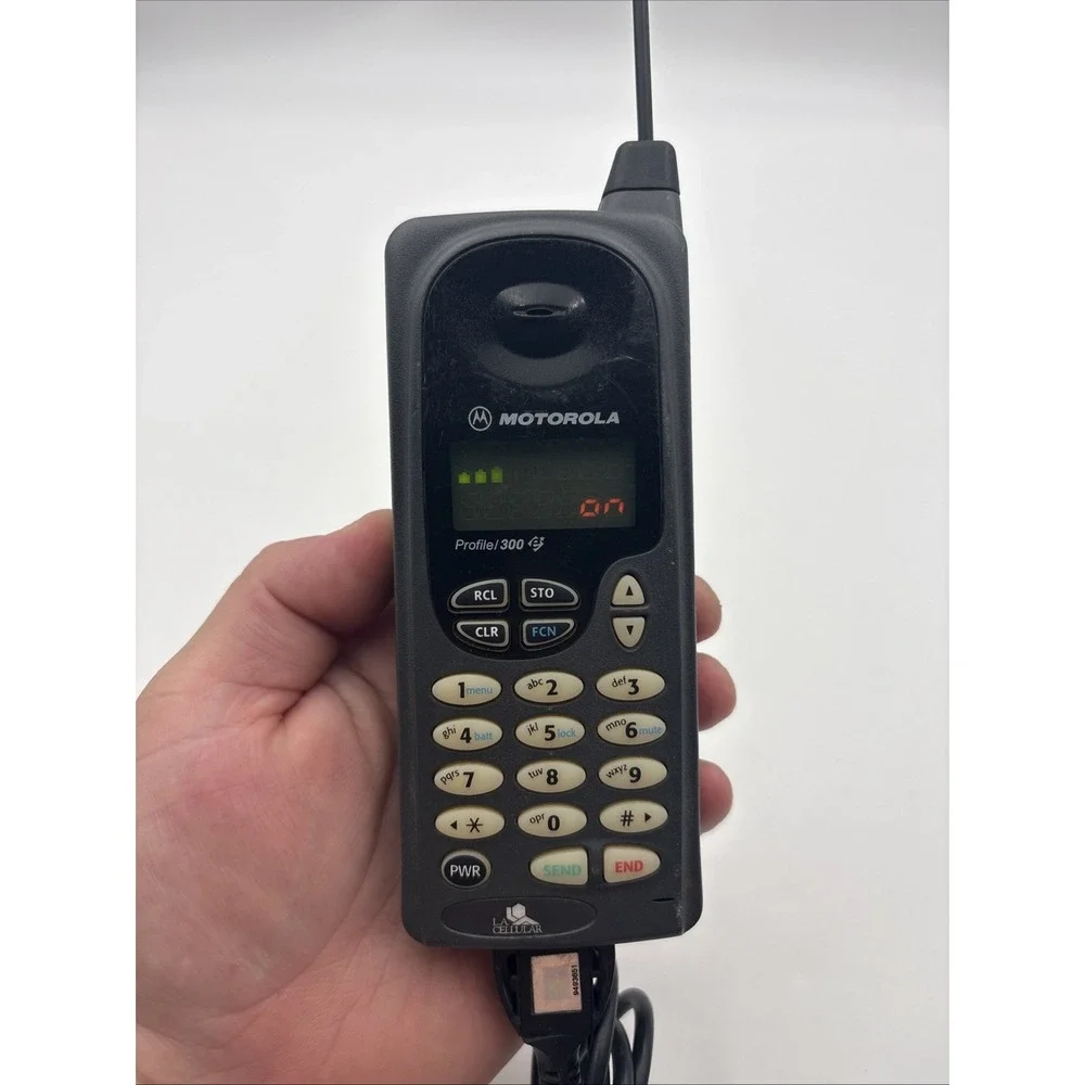 Vintage 90s Motorola Profile 300 Cell Phone Gray Bar Style Battery and Charger